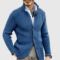 Jovel | Herren strukturierte Strickjacke im Blazer-Stil – Ozeanblau