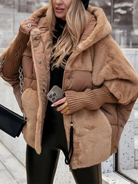 Sophie - Mehrfarbige Winter-Thermojacke mit Kapuze – Braun