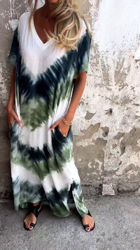 Olivia - Elegantes langes Kleid – Grün