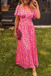 Amalfi | Langes Kleid mit V-Ausschnitt für Damen – Rosa