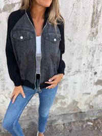 Poiris | Moderne Jacke mit Denim – Schwarz