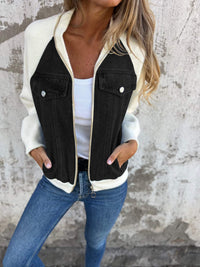 Poiris | Moderne Jacke mit Denim – schwarz und weiß
