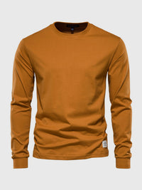 Pullover Herren Langarmshirt Rundhals | Basic Style – Senf Gelb