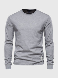 Eric | Herren Casual Slim Fit Langarm T-Shirt – Hellgrau
