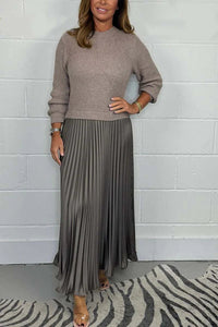 GUL - LANGES KLEID MIT PULLOVER-DESIGN UND ROCK – Grau