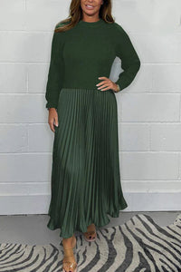 GUL - LANGES KLEID MIT PULLOVER-DESIGN UND ROCK – Grün