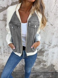 Poiris | Moderne Jacke mit Denim – Grau