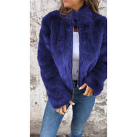 Lasithra | PU Bond Jacke mit hohem Kragen und Reißverschluss – Blau