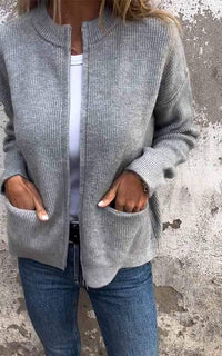 Laseina | Kuscheliger Zip-Pullover – Grau