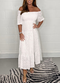 Giselle - Besticktes Freizeitkleid – Weiß