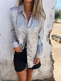 Mara - Modische Freizeitbluse – Silber