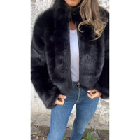 Lasithra | PU Bond Jacke mit hohem Kragen und Reißverschluss – Schwarz