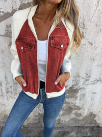 Poiris | Moderne Jacke mit Denim – Rot