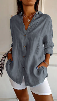 Elegante leichte Bluse für Frauen | Lange Ärmel – Grau
