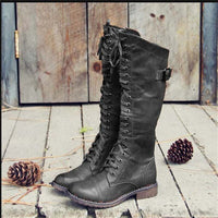Sarah | Damen Klassiker Lace-up Schnürstiefel – Schwarz