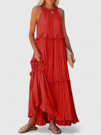 Julia | Damen Elegantes Drapiertes Maxikleid – Rot