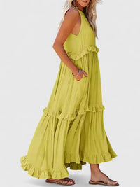 Julia | Damen Elegantes Drapiertes Maxikleid – Gelb