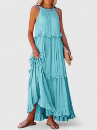 Julia | Damen Elegantes Drapiertes Maxikleid – Blau