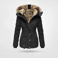 Julia | Damen Winter Gesteppte Kunstfelljacke – Schwarz