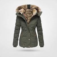 Julia | Damen Winter Gesteppte Kunstfelljacke – Grün