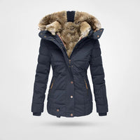 Julia | Damen Winter Gesteppte Kunstfelljacke – Blau