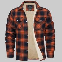 Julian | Herren Gefütterte Karierte Overshirt Jacke – Orange