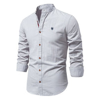 Julian | Herren Stehkragenhemd Langarm Slim Fit – Grau