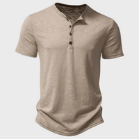 Jumas | Herren lässiges Henley Kurzarm Freizeitshirt – Khaki