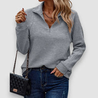 Lilly | Pullover mit halbem Reißverschluss – Grau