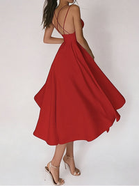 Charline - Elegantes Kleid mit V-Ausschnitt – Rot