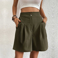 Halia - hoch taillierte Shorts mit Soft-Touch – Grün