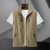 Karlo | Herren Outdoorweste ärmellos mit Reißverschluss – Khaki
