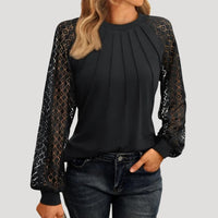 Kersti | Feine Spitzenbluse mit Rundhals – Schwarz