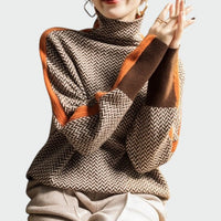 Lara | Damen Gestrickter Rollkragenpullover – Orange