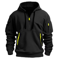 Kilian | Herren Kapuzenpullover mit Reißverschlusstaschen – Schwarz