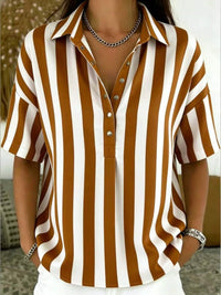 Kirra | Sportliche Polokragen Bluse – Braun
