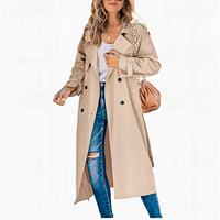 Klassischer langer Damen-Trenchcoat | Wasserdichte – Khaki