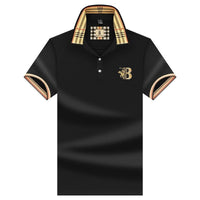 Konrad | Herren Poloshirt mit Karo-Kragen und Stickerei – Schwarz