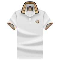 Konrad | Herren Poloshirt mit Karo-Kragen und Stickerei – Weiß