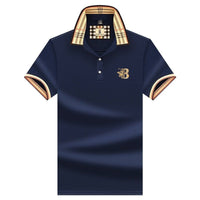 Konrad | Herren Poloshirt mit Karo-Kragen und Stickerei – Dunkelblau