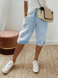 Shorts mit elastischem Bund und seitlichen Taschen für Damen | Ideal für den Sommer und den täglichen Gebrauch – Blau