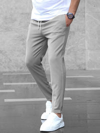Kristof | Herren Slim Fit Chino mit Kordelzug – Grau