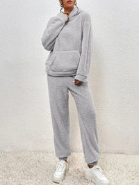Damen Gemütlicher Teddy Hausanzug | Zweiteilig Warm – Grau