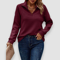 Lilly | Pullover mit halbem Reißverschluss – Bordeaux