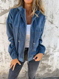 Lässige Damen-Kapuzenjacke | übergangs – Blau