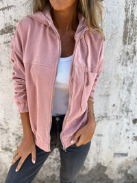 Lässige Damen-Kapuzenjacke | übergangs – Rosa