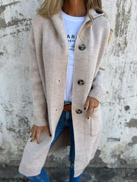 Lässiger langer Strickjacke für Damen | Strick – Beige