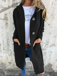 Lässiger langer Strickjacke für Damen | Strick – Schwarz