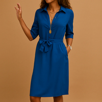 Lässiges Arbeitshemdkleid für Damen | Mini – Blau