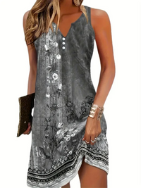 Lässiges ärmelloses Sommerkleid für Damen | Midi – Dunkelgrau